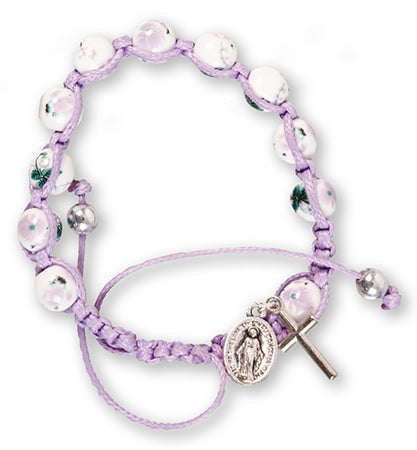 Macrame Rosary Bracelet - Purple Porcelain