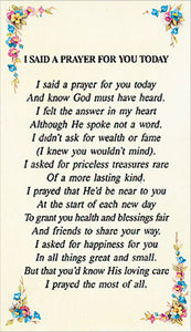 Prayer Card - I said a Prayer for you Today