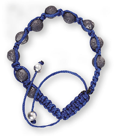 Macrame Rosary Bracelet Resin - Blue