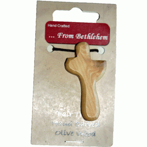 Olive Wood Pendant - Holding Cross