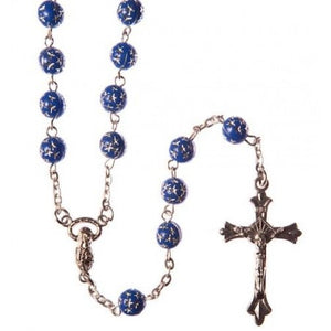 Blue Rosary Beads with Star Design