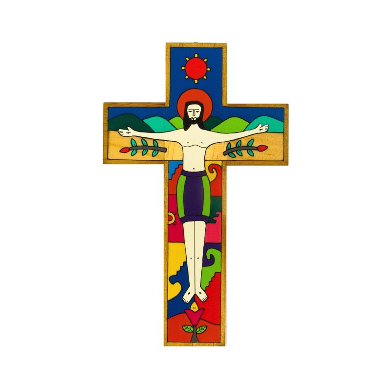 Hand Painted Crucified Christ Cross