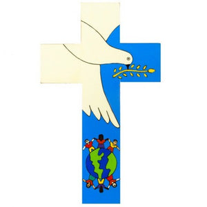 Mini Wooden Dove of Peace Cross