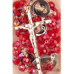 Garnet Red Divine Mercy of Jesus Rosary Beads