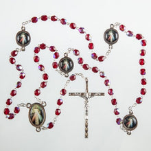 Load image into Gallery viewer, Garnet Red Divine Mercy of Jesus Rosary Beads
