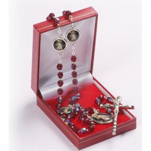 Garnet Red Divine Mercy of Jesus Rosary Beads