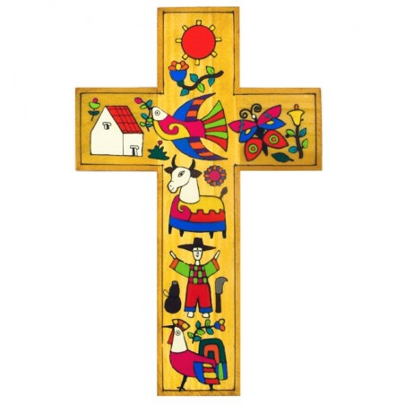 Wooden Living World Cross