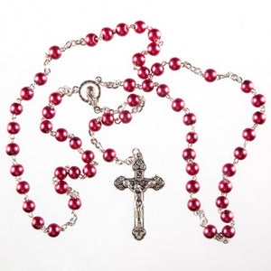 Metallic Red Rosary Beads