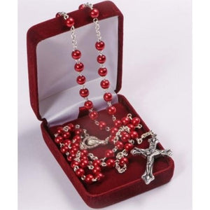 Metallic Red Rosary Beads