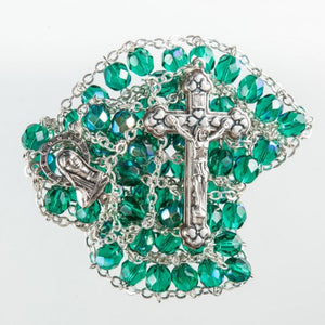 Green Glass 'Ladder' Rosary Beads