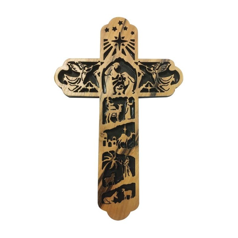Olive Wood Nativity Cross
